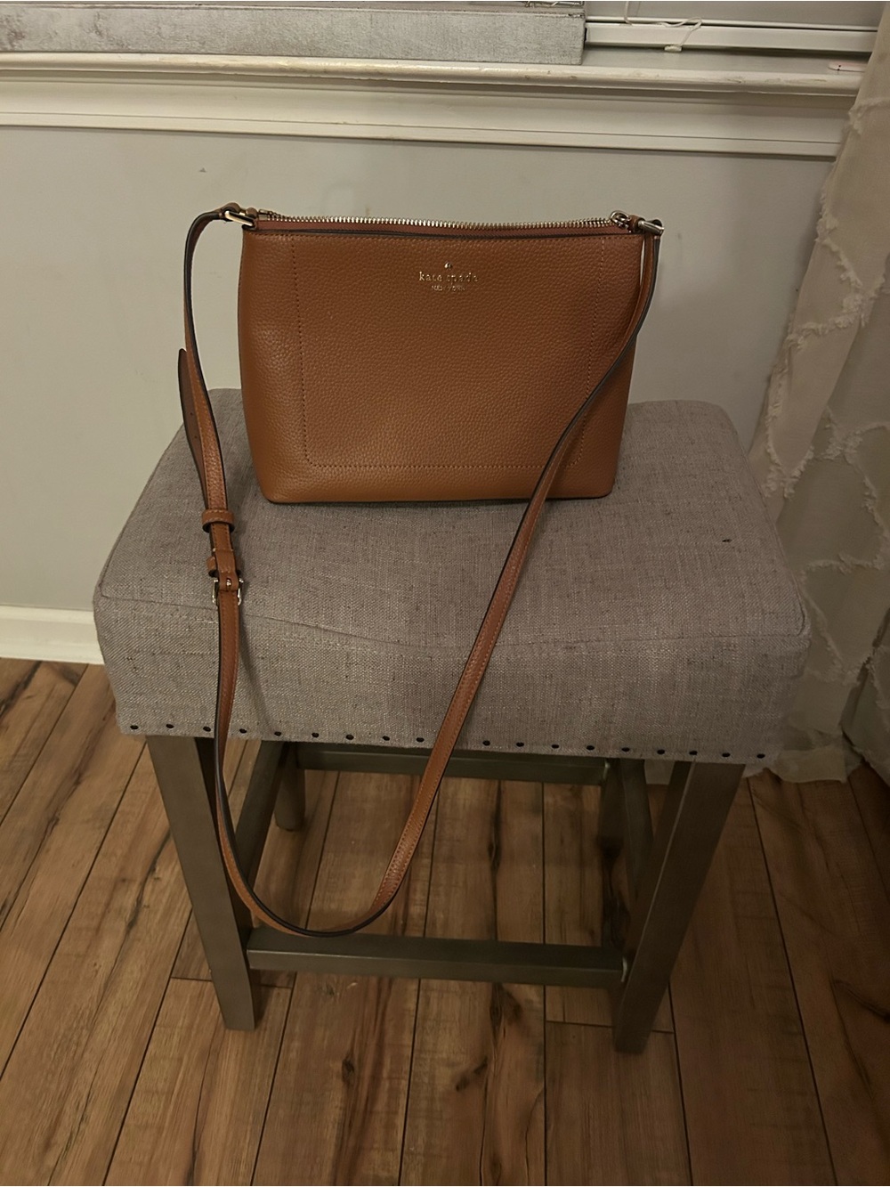 kate spade Tan Pebbled Leather Crossbody Bag with Gold Hardware